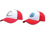 2 Unids Anime Pokemon Pikachu Cosplay Sombrero Pocket Monster Ash Ketchum Demo Sombreros Lienzo Gorra de Béisbol Niños Adornos Ajustables Ajustable