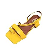 URIBAKY - Sandalias de verano para mujer, de gran tamaño, sandalias con correas, sandalias planas de moda, Amarillo (amarillo), 39 EU