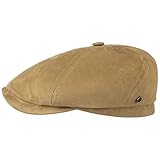 Stetson Gorra Brooklin Goat Hombre - Gorras de Piel Newsboy con Visera, Forro Verano/Invierno - 61 cm Beige