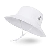 Sombrero de Sol para Bebé Niña Niño Infantil Niños Pequeños Unisexo Ajustable Sombrero Bob Protección Solar UPF 50-L:Blanco