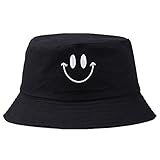 Unisex del Casquillo del Sombrero del Cubo del Bordado Pescador De Algodón Patrón De La Sonrisa del Casquillo De Sun Plegable Sombrero Al Aire Libre para Las Mujeres De Los Hombres