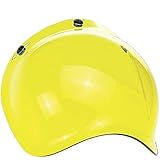 Visera Burbuja Para Casco Jet o Integral 3 Botones Bubble Universal Mecanismo Ajustable en 3 Alturas a Prueba De Viento Para Harley Biltwell Bell DMD Bandit Yam AFX Nolan Agv ( Amarillo )