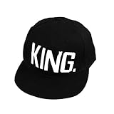 JUNGEN Gorras de Parejas Gorra de Beisbol Bordada de Letras con King y Queen Gorra de béisbol Plana Gorra de algodón de Ajustable Gorras de Hip Hop Sombrero de Sol al Aire Libre (Negro 6)