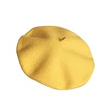 H.eternal(TM) Gorro de Lana Estilo Boina para niña, Estilo Retro, Color Puro, para recién Nacido, para Invierno Amarillo Amarillo M