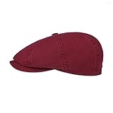 Stetson Hatteras – Gorro de algodón orgánico para hombre – Gorra plana con protección UV 40 – Gorra plana para primavera/verano Rojo (85). XS