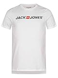 Jack & Jones Jjecorp Logo tee SS Crew Neck Noos Camiseta, Blanco (White Detail: Slim Fit), Medium para Hombre