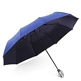 DORRISO Abrir automáticamente Cerrar Plegable Paraguas Mujeres Hombres Sombrilla 210T de Alta Densidad Portátil Compacto Resistente al Viento Impermeable Anti-UV Ligero Paraguas Azul B