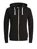 Jack & Jones Jjeholmen Sweat Zip Hood Noos Sudadera, Negro (Black), Large para Hombre