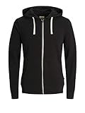 Jack & Jones Jjeholmen Sweat Zip Hood Noos Sudadera, Negro (Black), Large para Hombre