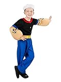 Maskworld Disfraz de Popeye, el Marinero para niños (6 Piezas con Camisa, pantalón, Brazos musculares y Gorro Marinero) - (Tamaño: 98/110)