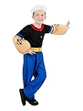 Maskworld Disfraz de Popeye, el Marinero para niños (6 Piezas con Camisa, pantalón, Brazos musculares y Gorro Marinero) - (Tamaño: 98/110)