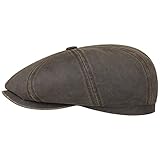 Stetson Gorra Plana Hatteras Old Cotton, Mujer/Hombre - Gorra Newsboy con protección UV 40 - Impermeable - Boina con algodón - Verano/Invierno marrón XL (60-61 cm)