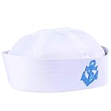 LUOEM Gorras de Marinero Blanco Capitán de Yate Adulto Sombreros de Marinero Azul Marino Sombreros Náuticos Disfraz de Marinero de Halloween Accesorios de Crucero Accesorios para