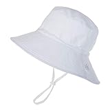 LACOFIA Sombrero de Sol para bebé niño Ajustable Gorro Verano de Pescador para niños ala Ancha para Exteriores/natación/Playa/Piscina Blanco 6-24 Meses