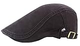 AIEOE - Boinas Gorro Plano Hombre Verano Primavera Vintage Ocio Sombrero de Sol Casual de Algodón Hat Flat con Visera Ajustble para Mujer Unisex - Negro