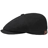 Stetson Gorra con Visera Hatteras Noir, Mujer/Hombre - Gorra Plana con Lana y Cachemira - otoño/Invierno - Boina con Forro de Franela - Gorra chata Negro 58 cm