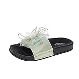 URIBAKY - Sandalias de verano para mujer, modernas, cómodas, de tejido a rayas, sandalias planas y zapatillas, Verde (verde), 41 EU