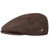 Lierys Gorra Plana de Piel by Hombre - Made in Italy con Visera, Forro Verano/Invierno - 60 cm marrón