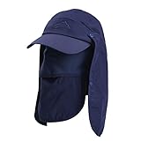 Lazzon Hombres Mujer Gorra para el Sol Anti-UV Pesca con Proteccion de Cuello ala Ancha Secado Secado rápido extraíble Sombrero Equitación Camping Senderismo