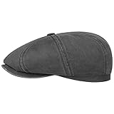 Stetson Gorra Plana Hatteras Old Cotton, Mujer/Hombre - Gorra Newsboy con protección UV 40 - Impermeable - Boina con algodón - Verano/Invierno Negro XXL (62-63 cm)