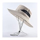 QOXEFPJZ Sombrero Color Sólido Sombreros Sol para Hombres Cap de Pesca Al Aire Libre Ancho Amplio Anti-UV Playa Tapas Mujeres Cubo Sombrero Sombrero Senderismo Camping Hueso Gorros