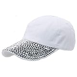 PKYGXZ Moda Mujer Lavado Denim Rhinestone Gorra de béisbol Jeans Cruved Full Diamond Brim Hip Hop Gorras    Sombreros Protección Solar