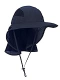 Unisex Gorra de Safari con Extra Largo Protector de Nuca 12cm Gran Borde para Actividades al Aire Libre Sol Protección UV - Actualizado el Tela Azul Oscuro