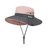 MengH-SHOP Sombrero de Sol al Aire Libre Mujer Sombrero de Cola de Caballo Plegable Gorro de Pescador Gorras de ala Ancha de Malla Sombrero de Verano Visor 56-58CM (Rosado)