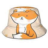 Yearinspace Sombrero de cubo transpirable superior plana lindo Fox Animal Print Unisex divertido cubo sombrero verano pescador