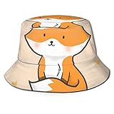 Yearinspace Sombrero de cubo transpirable superior plana lindo Fox Animal Print Unisex divertido cubo sombrero verano pescador