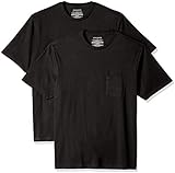 Amazon Essentials - Pack de 2 camisetas de manga corta y corte holgado con cuello redondo y bolsillo para hombre, Negro (Black Bla), US XS (EU XS)
