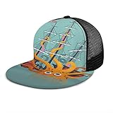 Gorra de béisbol Kraken gigante de calamar pirata barco océano Snapback plano Bill Hip Hop sombreros camionero para hombres y mujeres, negro