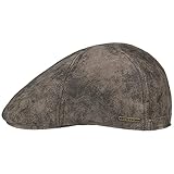 Stetson Texas Gorra de Cuero Hombre - Gorra Plana Estilo Gatsby - Gorra con Forro - Gorra de Cuero Verano/Invierno marrón XXL (62-63 cm)