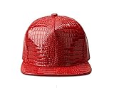 Gorra de béisbol de cocodrilo, Gorro de Hip Hop Hipster Ajustable, Gorro Plano de la Marca Marea Brillante (Cuatro Colores)，Collar