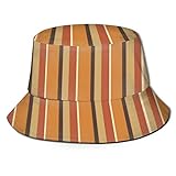 Color de Calabaza de otoño con Rayas de Especias de Calabaza Sombrero de Pescador Sombreros de Copa Transpirables de Parte Superior Plana Sombrero de Sol de Moda Unisex Verano