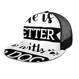 Nicokee Life is Better with A Dog Mesh Hat Gorra de béisbol con frase en inglés 'Pata de cachorro', color negro, blanco, plano, sombrero ajustable para hombres y mujeres