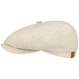 Stetson Hatteras Flatcap de Lino para Mujer/Hombre - con Forro de algodón - Gorra Plana con protección Solar UV 40+- Boina Plana para Primavera/Verano Beige 60 cm