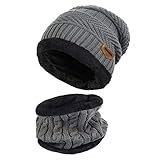 VBIGER Gorras Con Bufanda y Gorros de punto Sombreros de Invierno Hombre