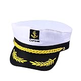 Healifty Yate Adulto capitán capitán Barco Marinero capitán Traje Sombrero Gorra Marino Almirante Marino (Blanco)