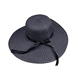 Verano de ala Ancha Sombreros de Paja Grandes Sombreros de Sol para Las Mujeres protección UV Floppy Beach Sombreros señoras Sombrero de Paja