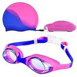 Reignet Gafas de natación, Gafas de natación para niños a Prueba de Fugas y a Prueba de Niebla, Puente de Nariz Flexible, diseño Ajustado 3D, para niños y Adolescentes (4-15 años) (Rosa)