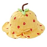 PRETYZOOM Bebé Niños Cubo Sombrero Lindo Fresa Patrón Protección UV Verano Viajes Cubo Playa Sol Sombrero Gorra para Bebé Niña Niño ala Ancha Sombrero Amarillo