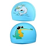 Lazz1on Gorros de Natación Impermeable, Gorro de Baño para Niños Niña para el Cuidado del Cabello y de la Protección Auditiva