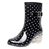 YWLINK Botas De Lluvia Mujer Hunter Zapatos CuñA Botas De Lluvia Hebilla con Cremallera Lateral Transparentes Zapatos De Goma Moda Casual Antideslizante Botas De Nieve PVC TamañO Grande(Blanco,38EU)