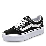 Vans Ward Platform Canvas Zapatillas Mujer, Negro (Canvas) Black/White 187), 37 EU (4.5 UK)