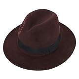 Melón Sombrero Vaquero Lavabo Mujer Hombre Invierno Cálido Gorro de Lana Lana Vintage Jazz Sombrero Transpirable Plegable Sombreros Unisex Capeline para la Ceremonia de Viaje (café)