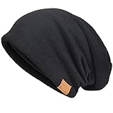 Hombre Algodón Gorros de Punto Slouch Cráneo Invierno Verano Hip-Hop Sombreros (Negro)