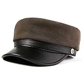 LIPENLI Sombrero de Cuero Sombrero De Cuero De Otoño E Invierno, Gorra Plana Femenina, Gorra Azul Marino, Gorro De Terciopelo, Marea Juvenil, Gorra Masculina (Color : Brown, Size : L)