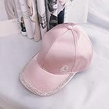 PKYGXZ Sombrero Gorra de béisbol Casual para Mujer All-Match Flash Diamond Gorra Plana Smiley Face Mercerized Sun Visor Fashion Satin Cap-Pink