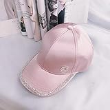 PKYGXZ Sombrero Gorra de béisbol Casual para Mujer All-Match Flash Diamond Gorra Plana Smiley Face Mercerized Sun Visor Fashion Satin Cap-Pink